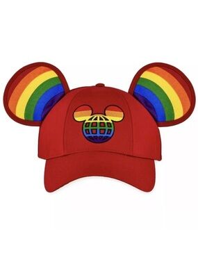 Disney Rainbow Pride Mickey Mouse Ears Baseball Cap Unisex Velcro Closure NWT